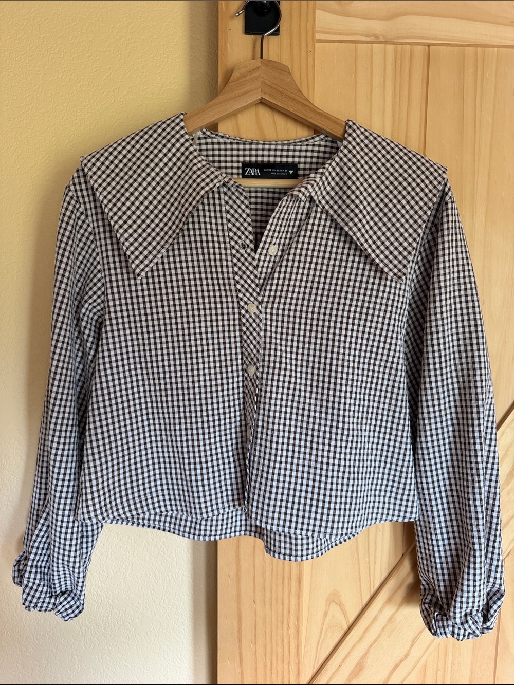 ZARA Black & White Gingham Button-Front Jacket